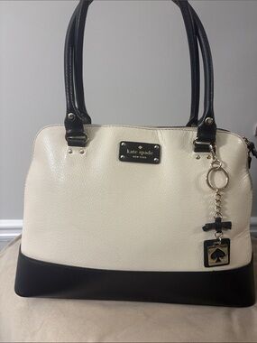 kate spade Two-Tone Cream and Black Dome Satchel
